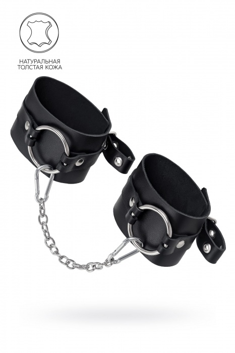 Черные оковы из толстой кожи с люверсами - Pecado - купить с доставкой в Новокузнецке