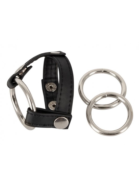 Подхват для мошонки с 3 съемными эрекционными кольцами Leder-Riemen - Orion - в Новокузнецке купить с доставкой