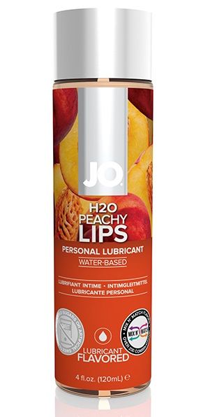 Лубрикант на водной основе с ароматом персика JO Flavored Peachy Lips - 120 мл. - System JO - купить с доставкой в Новокузнецке