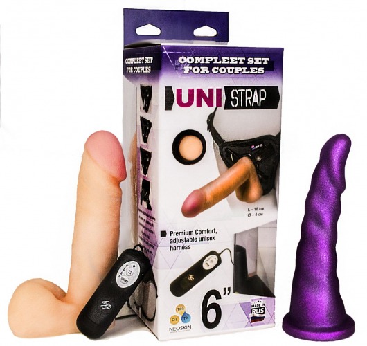 Вибрострапон с двумя насадками UniStrap - 18 и 18 см. - LOVETOY (А-Полимер) - купить с доставкой в Новокузнецке