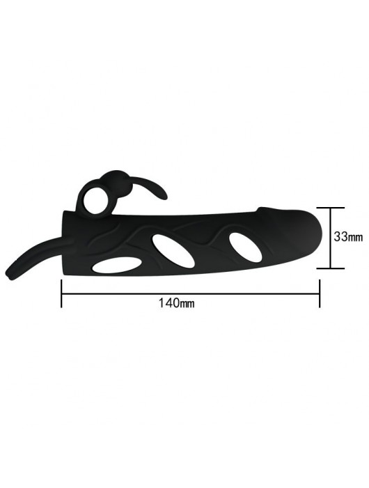 Чёрная насадка с клиторальным вибростимулятором и закрытой головкой - 14 см. - Baile - в Новокузнецке купить с доставкой