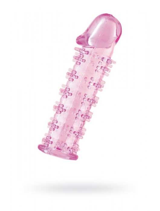 Гелевая розовая насадка на фаллос с шипами - 12 см. - Toyfa Basic - в Новокузнецке купить с доставкой