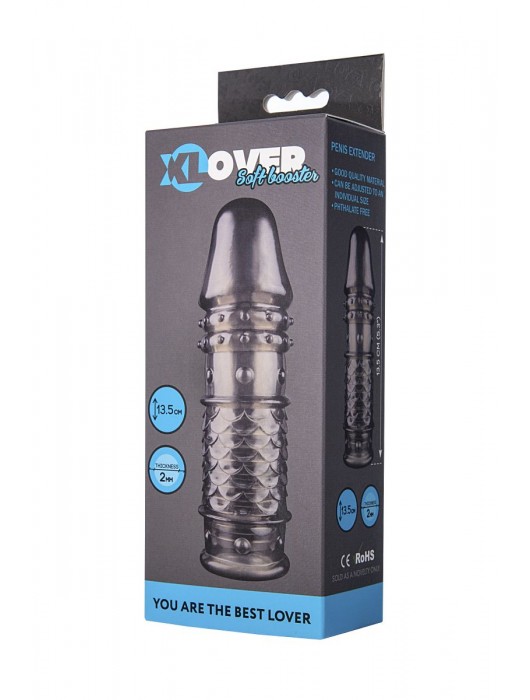 Дымчатая закрытая насадка ToyFa XLover с чешуйками и пупырышками - 13,5 см. - ToyFa - в Новокузнецке купить с доставкой