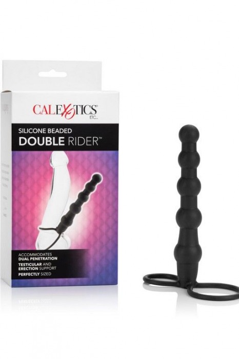 Насадка на пенис для двойного проникновения Silicone Beaded Double Rider - 14 см. - California Exotic Novelties - в Новокузнецке купить с доставкой