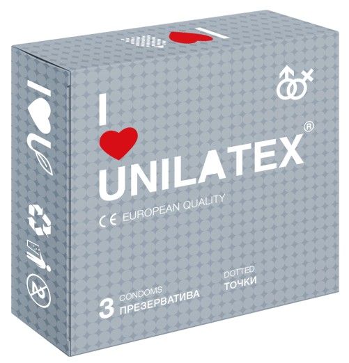 Презервативы с точками Unilatex Dotted - 3 шт. - Unilatex - купить с доставкой в Новокузнецке