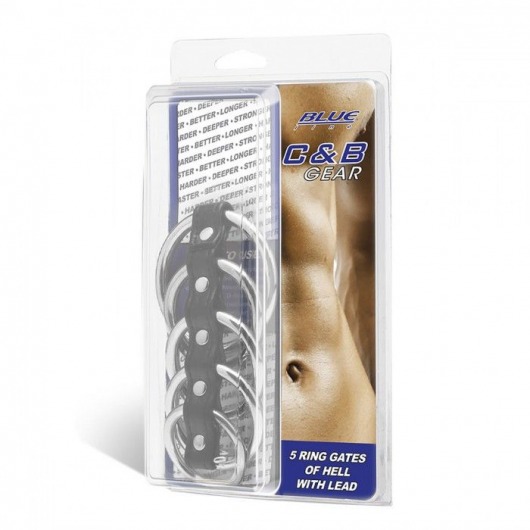 Хомут на пенис с 5 кольцами 5 Ring Gates Of Hell With Lead - BlueLine - купить с доставкой в Новокузнецке