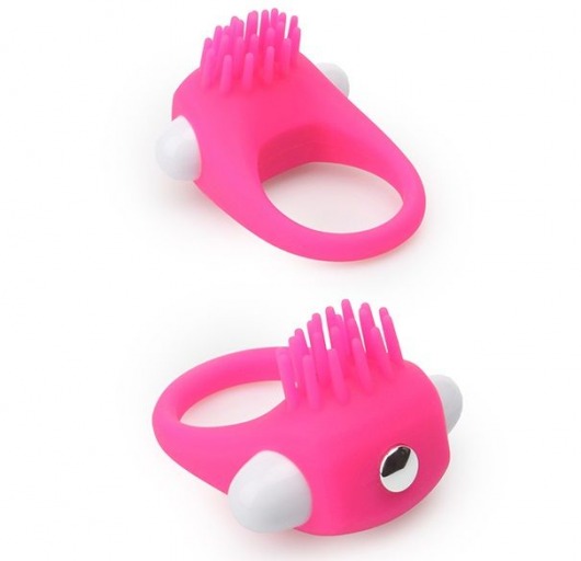 Розовое эрекционное кольцо с щеточкой LIT-UP SILICONE STIMU RING 5 - Dream Toys - в Новокузнецке купить с доставкой