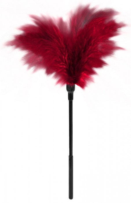 Пластиковая метелочка с красными пёрышками Small Feather Tickler - 32 см. - Blush Novelties - купить с доставкой в Новокузнецке