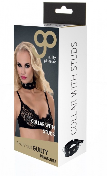 Полиуретановый ошейник с пуклями и D-кольцами Collar with Studs - Blush Novelties - купить с доставкой в Новокузнецке