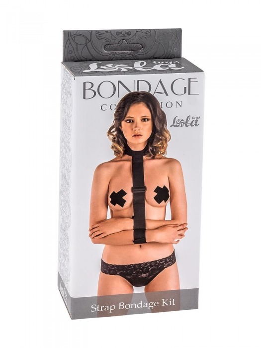 Ошейник с длинной лентой и наручниками Strap Bondage Kit Plus Size - Lola Games - купить с доставкой в Новокузнецке