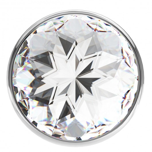 Большая серебристая анальная пробка Diamond Clear Sparkle Large с прозрачным кристаллом - 8 см. - Lola Games - купить с доставкой в Новокузнецке