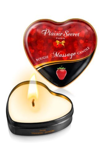 Массажная свеча с ароматом клубники Bougie Massage Candle - 35 мл. - Plaisir Secret - купить с доставкой в Новокузнецке