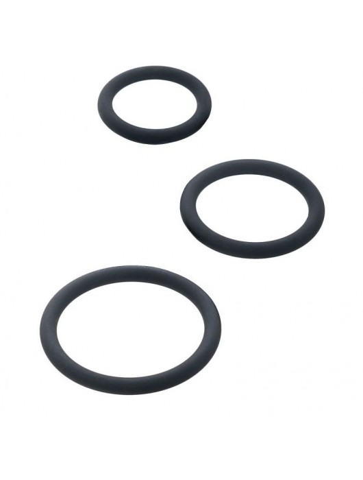 Набор из 3 чёрных эрекционных колец - ToyFa - в Новокузнецке купить с доставкой