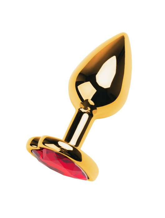 Золотистая анальная пробка с кристаллом-сердцем - 7,5 см. - ToyFa - купить с доставкой в Новокузнецке