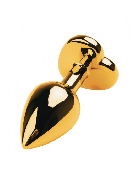 Золотистая анальная пробка с кристаллом-сердцем - 7,5 см. - ToyFa - купить с доставкой в Новокузнецке
