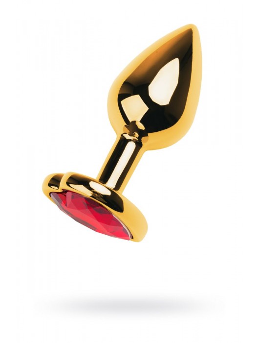 Золотистая анальная пробка с кристаллом-сердцем - 7,5 см. - ToyFa - купить с доставкой в Новокузнецке