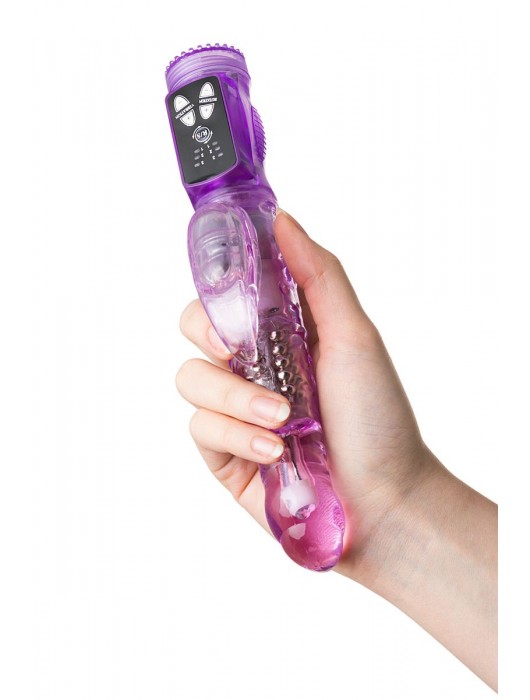 Фиолетовый вибратор High-Tech fantasy с клиторальным лепестком - 21 см. - A-toys