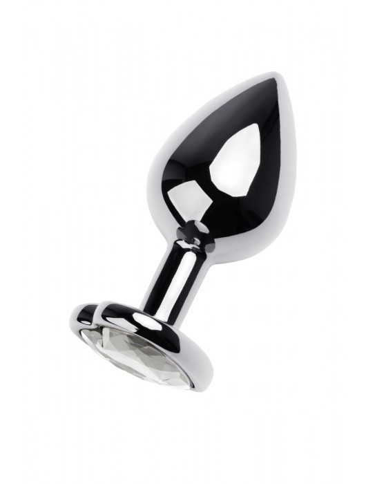 Серебристая анальная пробка с прозрачным кристаллом-сердцем - 8 см. - ToyFa - купить с доставкой в Новокузнецке