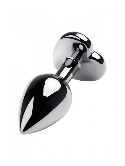 Серебристая анальная пробка с прозрачным кристаллом-сердцем - 8 см. - ToyFa - купить с доставкой в Новокузнецке