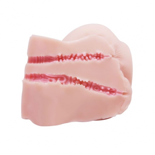 Телесный мастурбатор с двумя любовными тоннелями и вибрацией - Baile - в Новокузнецке купить с доставкой