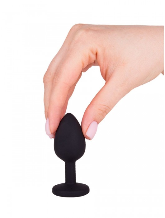 Чёрная анальная втулка с красным кристаллом - 7,3 см. - Джага-Джага - купить с доставкой в Новокузнецке