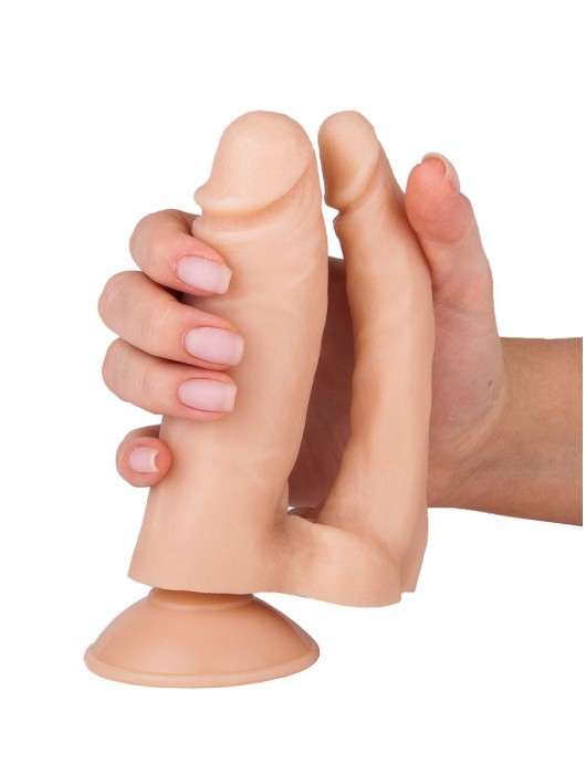 Двойной фаллоимитатор на присоске - 13,5 см. - Джага-Джага