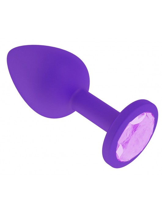 Фиолетовая силиконовая пробка с сиреневым кристаллом - 7,3 см. - Джага-Джага - купить с доставкой в Новокузнецке
