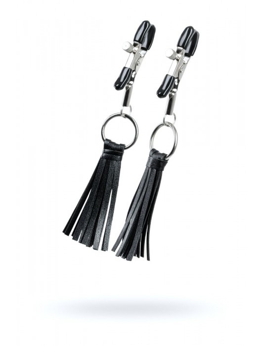 Черно-серебристые зажимы для сосков Theatre с кисточками - ToyFa - купить с доставкой в Новокузнецке